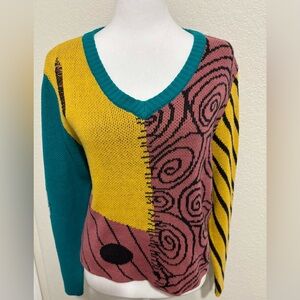 Tim Burtons The Nightmare Before Christmas Womens Medium Sally Crop Sweater